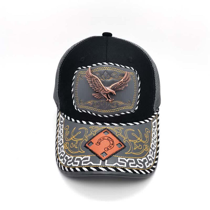 Casquette de camion en maille grise, motif ethnique mexicain, couleur cuivre, décoration métallique 3D (prévente) - image 8