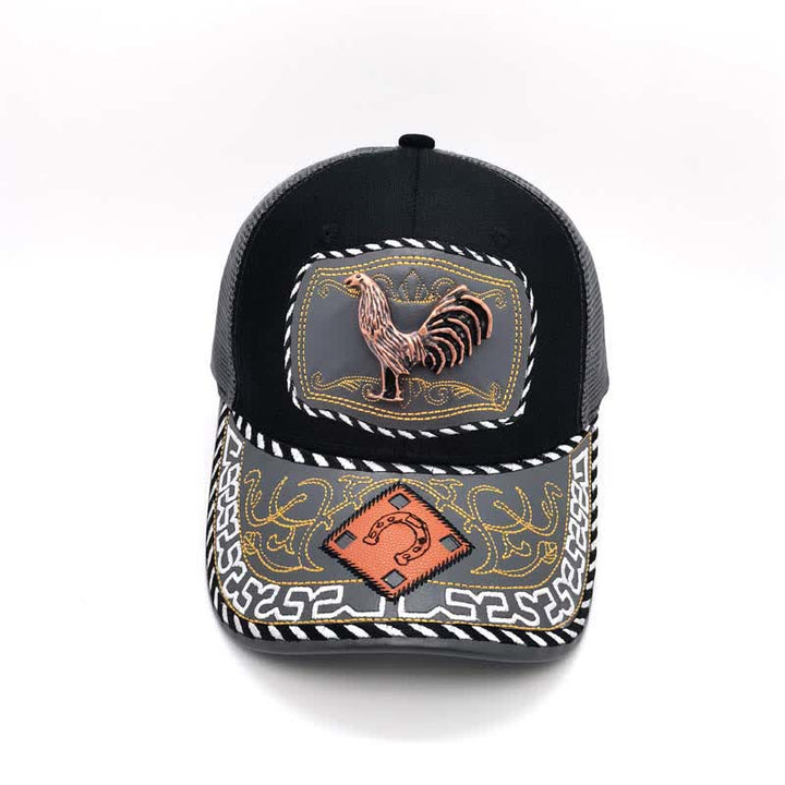 Casquette de camion en maille grise, motif ethnique mexicain, couleur cuivre, décoration métallique 3D (prévente) - image 10