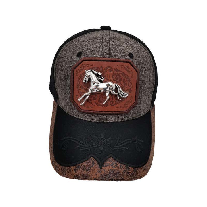 Casquette de camion brodée en maille avec motif cheval argenté en métal 3D (prévente) - image 8