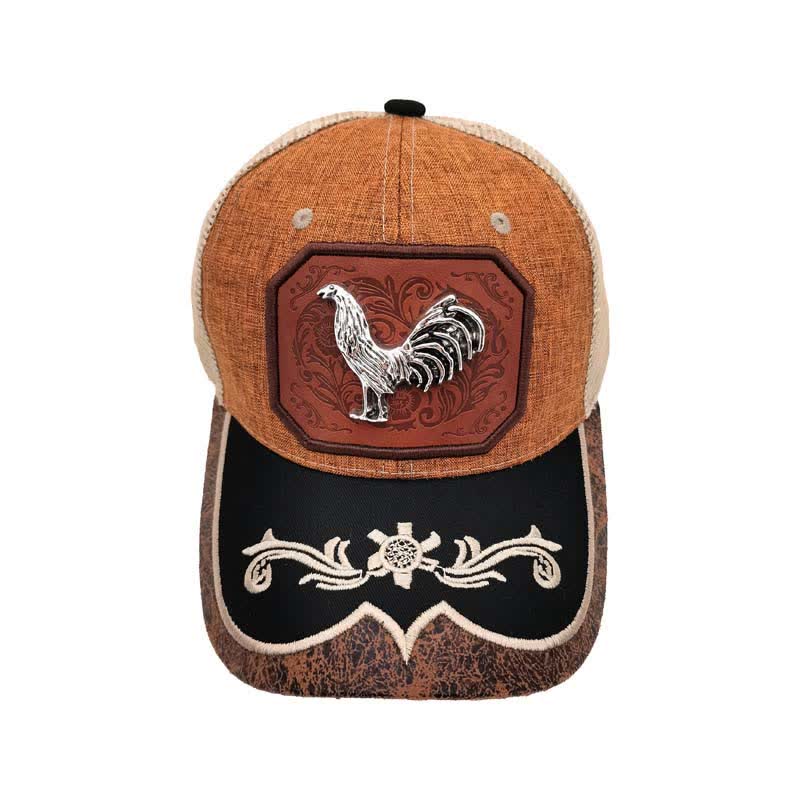 Casquette de camion brodée en maille avec motif coq en métal argenté 3D (prévente) - image 2