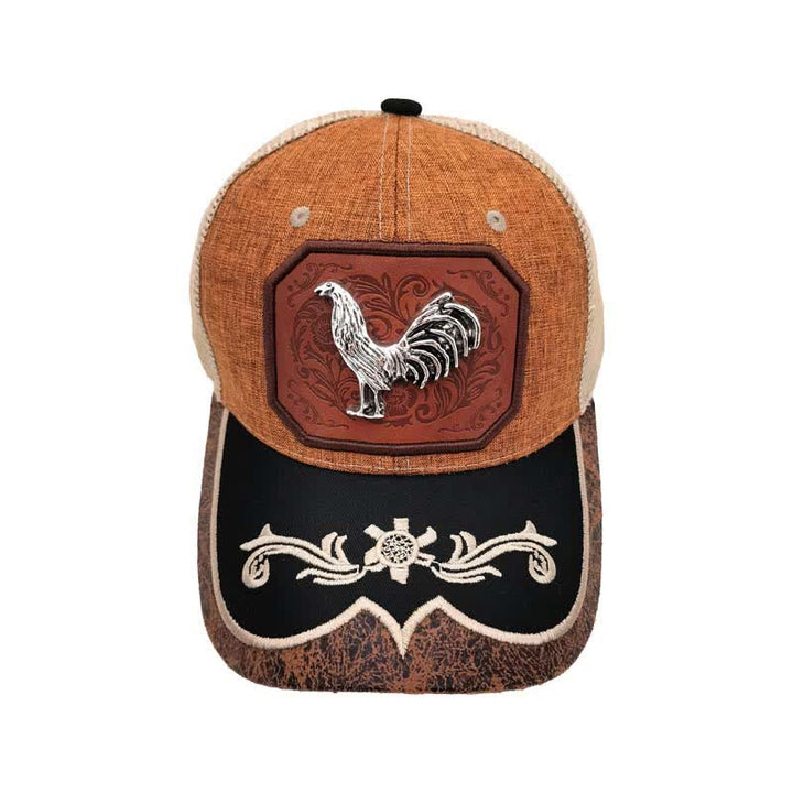 Casquette de camion brodée en maille avec motif coq en métal argenté 3D (prévente) - image 2