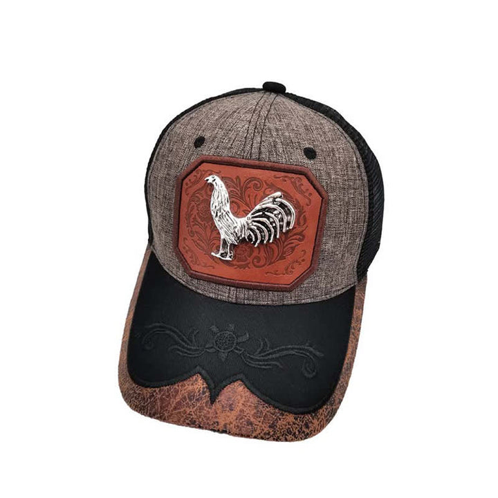 Casquette de camion brodée en maille avec motif coq en métal argenté 3D (prévente) - Gris - M (22"-22 7/8") - image 4