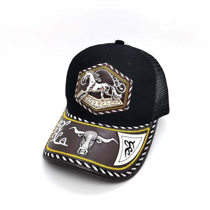 Casquette de camion en maille noire avec broderie Weterm en métal argenté 3D (prévente) - Cheval - Réglable (environ 22"-23 5/8") - image 11