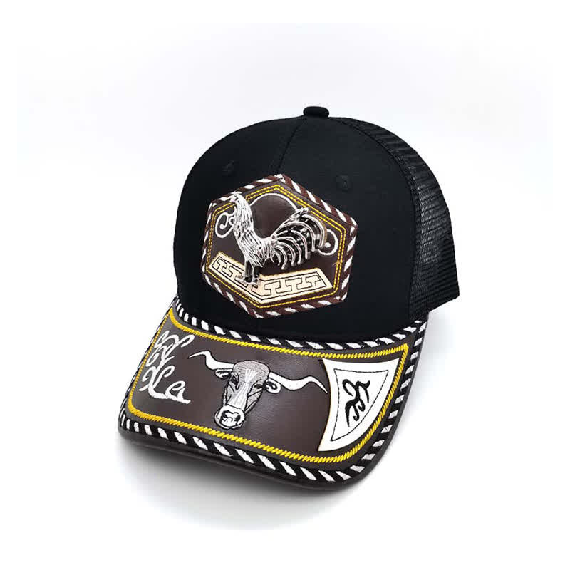 Casquette de camion en maille noire avec broderie Weterm en métal argenté 3D (prévente) - Coq - Réglable (environ 22"-23 5/8") - image 8