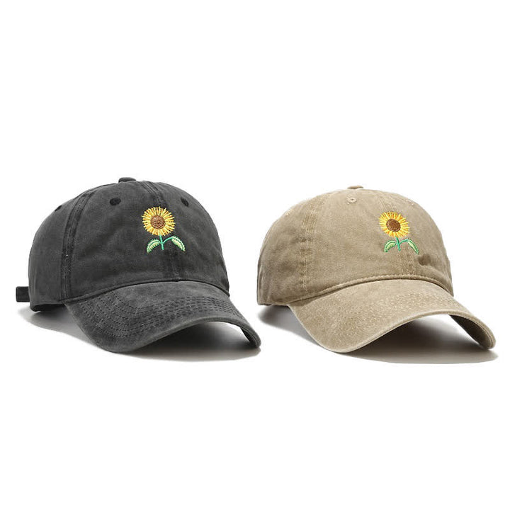 Casquette de baseball ajustable à motif floral brodé de tournesols - image 3