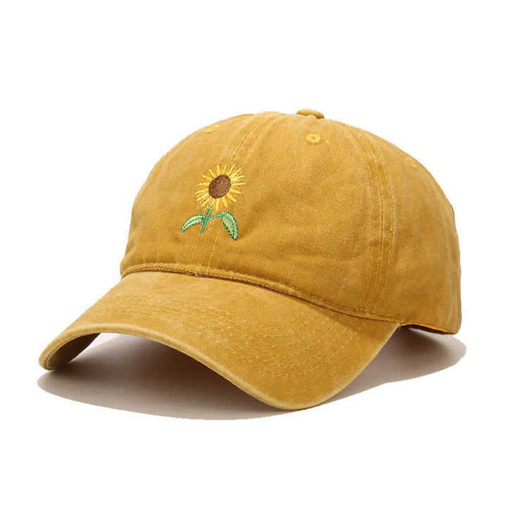 Casquette de baseball ajustable à motif floral brodé de tournesols - Jaune - Réglable (environ 21 5/8"-22 7/8") - image 6