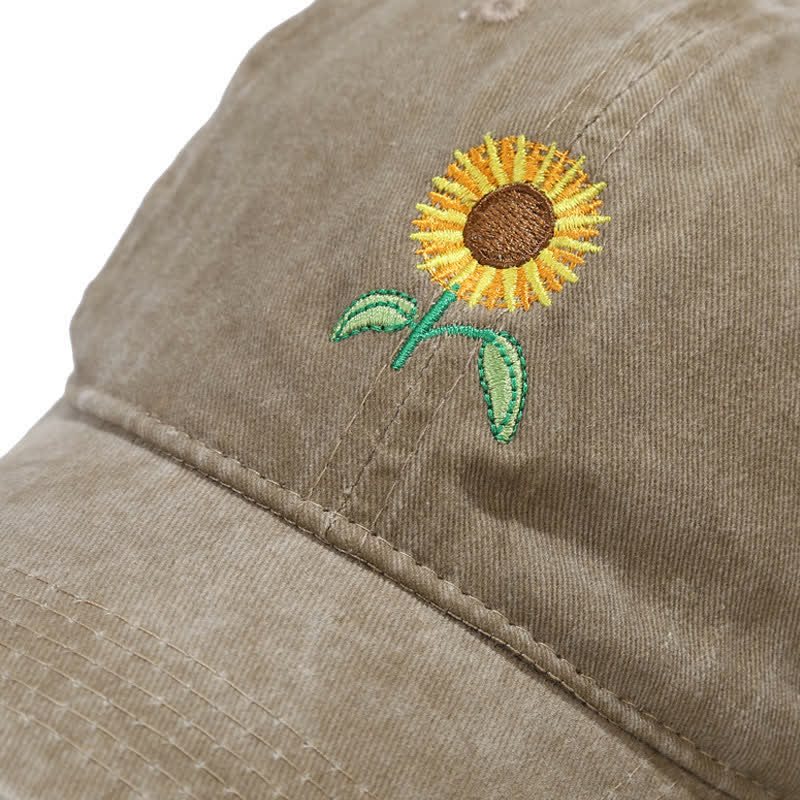 Casquette de baseball ajustable à motif floral brodé de tournesols - image 4