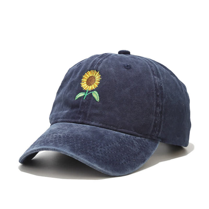 Casquette de baseball ajustable à motif floral brodé de tournesols - Marine - Réglable (environ 21 5/8"-22 7/8") - image 10