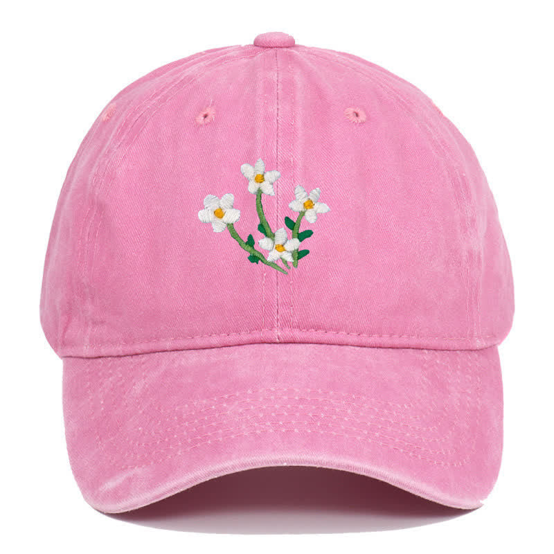 Casquette de baseball ajustable à fleurs blanches brodées - Rose - Réglable (environ 21 5/8"-22 7/8") - image 9