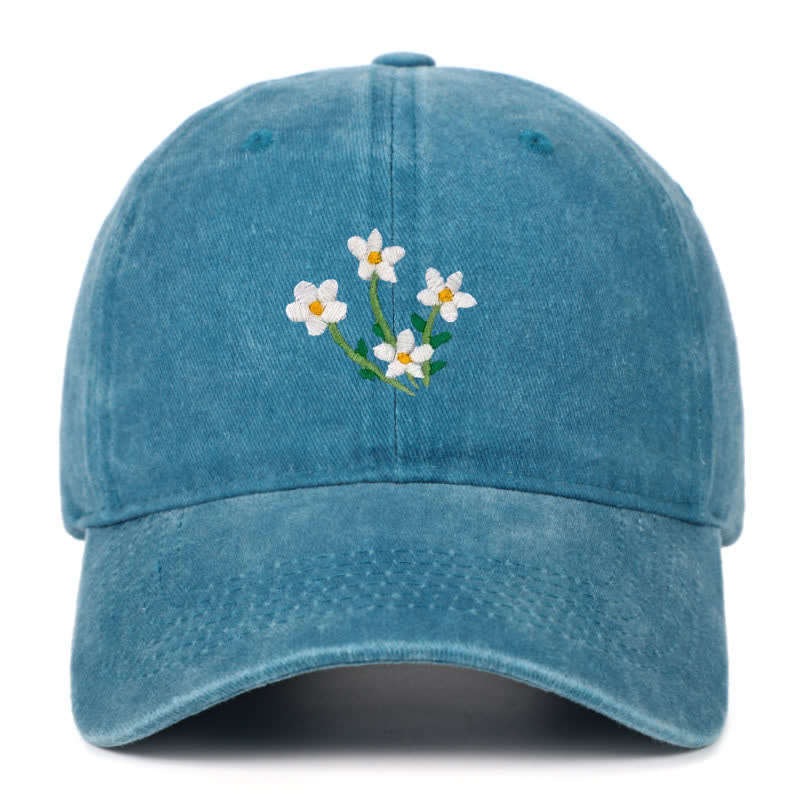 Casquette de baseball ajustable à fleurs blanches brodées - Sarcelle - Réglable (environ 21 5/8"-22 7/8") - image 14