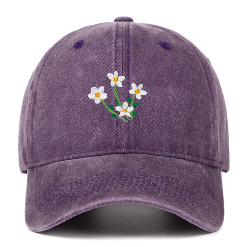 Casquette de baseball ajustable à fleurs blanches brodées - Violet - Réglable (environ 21 5/8"-22 7/8") - image 10