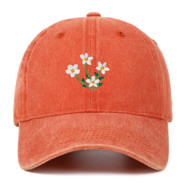 Casquette de baseball ajustable à fleurs blanches brodées - Orange - Réglable (environ 21 5/8"-22 7/8") - image 16