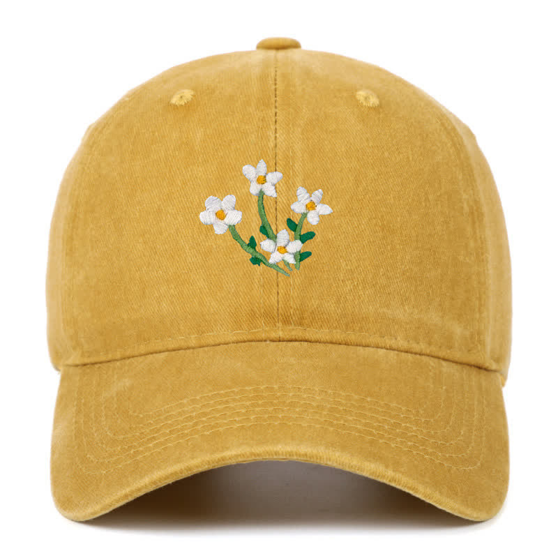 Casquette de baseball ajustable à fleurs blanches brodées - Jaune - Réglable (environ 21 5/8"-22 7/8") - image 15