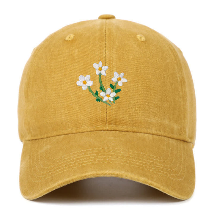 Casquette de baseball ajustable à fleurs blanches brodées - Jaune - Réglable (environ 21 5/8"-22 7/8") - image 15