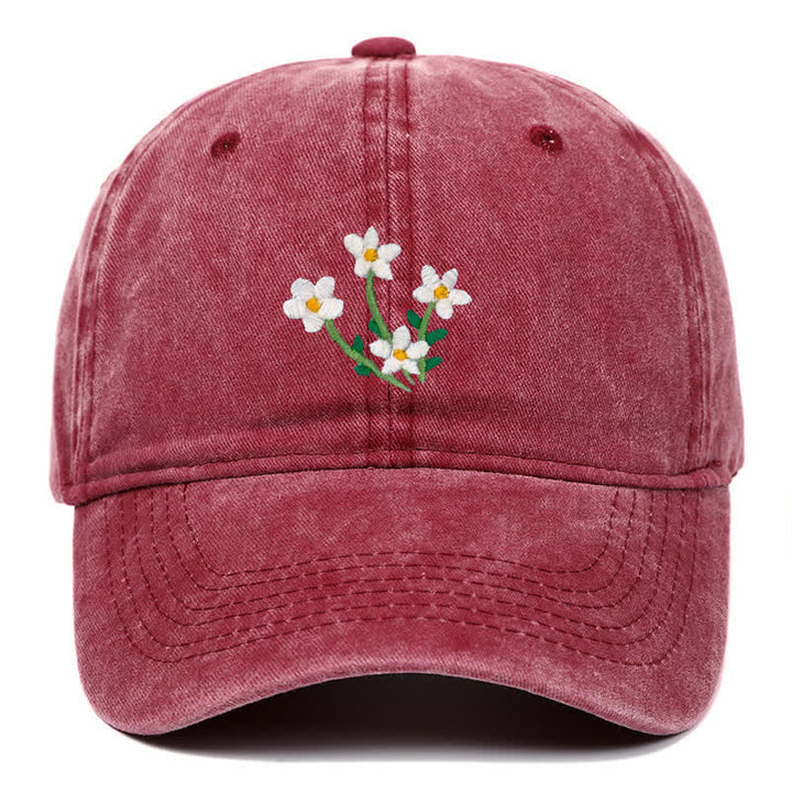 Casquette de baseball ajustable à fleurs blanches brodées - Bourgogne - Réglable (environ 21 5/8"-22 7/8") - image 6