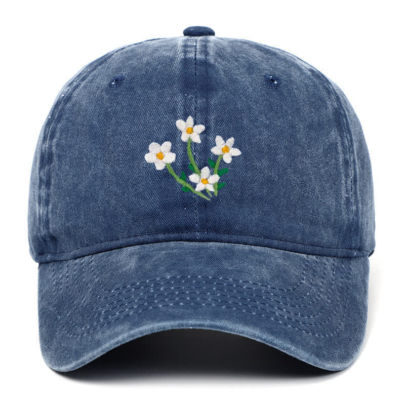 Casquette de baseball ajustable à fleurs blanches brodées - Marine - Réglable (environ 21 5/8"-22 7/8") - image 5