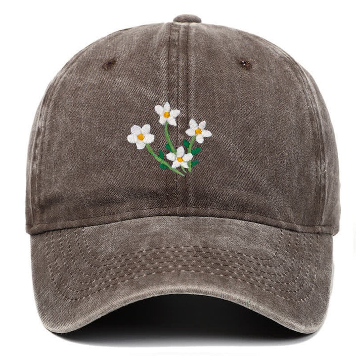 Casquette de baseball ajustable à fleurs blanches brodées - Café - Réglable (environ 21 5/8"-22 7/8") - image 8