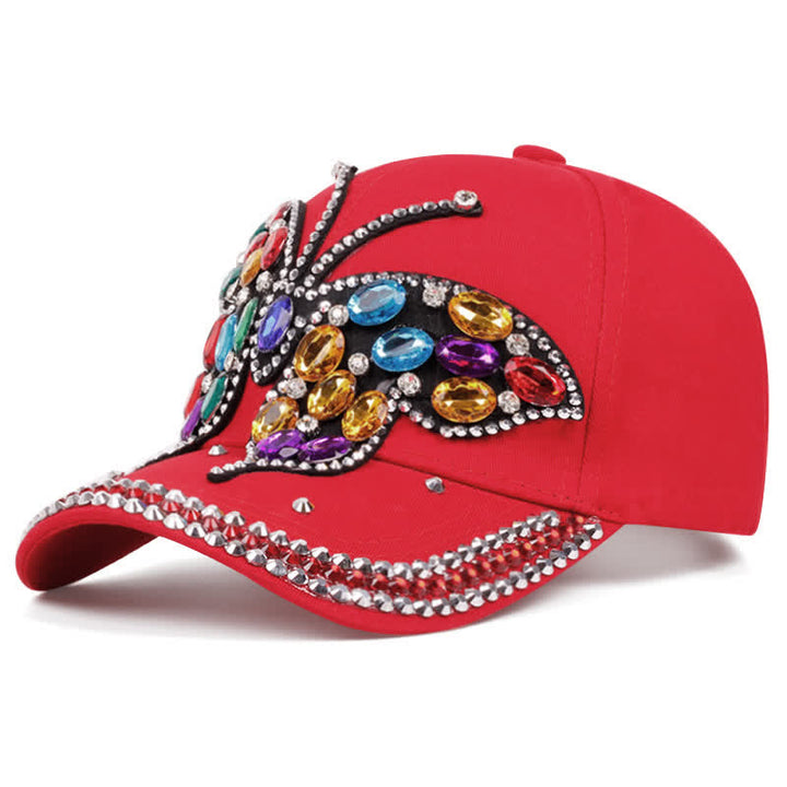 Casquette de baseball ajustable avec papillon en strass scintillant - Rouge - Réglable (environ 21 5/8"-22 7/8") - image 7