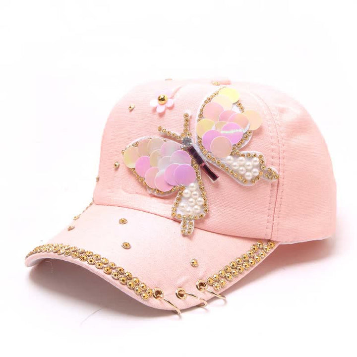 Casquette de baseball ajustable à paillettes roses et papillon - Rose - Réglable (environ 21 5/8"-22 7/8") - image 7