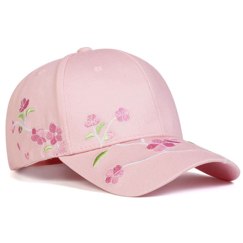 Casquette de baseball ajustable à motif floral brodé sur le côté rose - Blanc - Réglable (environ 21 5/8"-22 7/8") - image 4