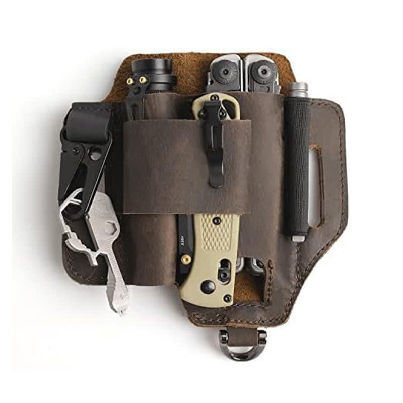 Étui de rangement pour outils EDC, couteau pliant, lampe de poche, sac ceinture en cuir - image 7