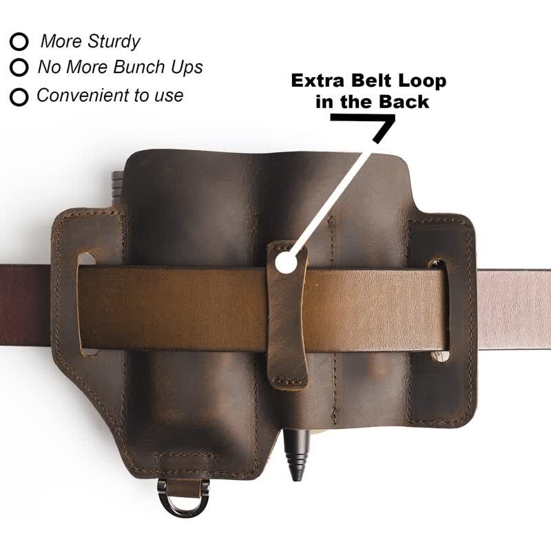 Étui de rangement pour outils EDC, couteau pliant, lampe de poche, sac ceinture en cuir - image 6