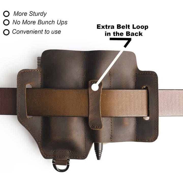Étui de rangement pour outils EDC, couteau pliant, lampe de poche, sac ceinture en cuir - image 6