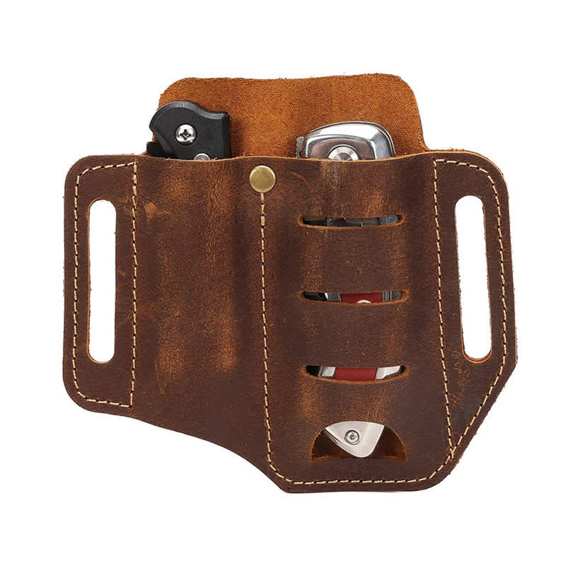 Étui de rangement pour outils EDC, couteau pliant, lampe de poche, sac ceinture en cuir - image 2