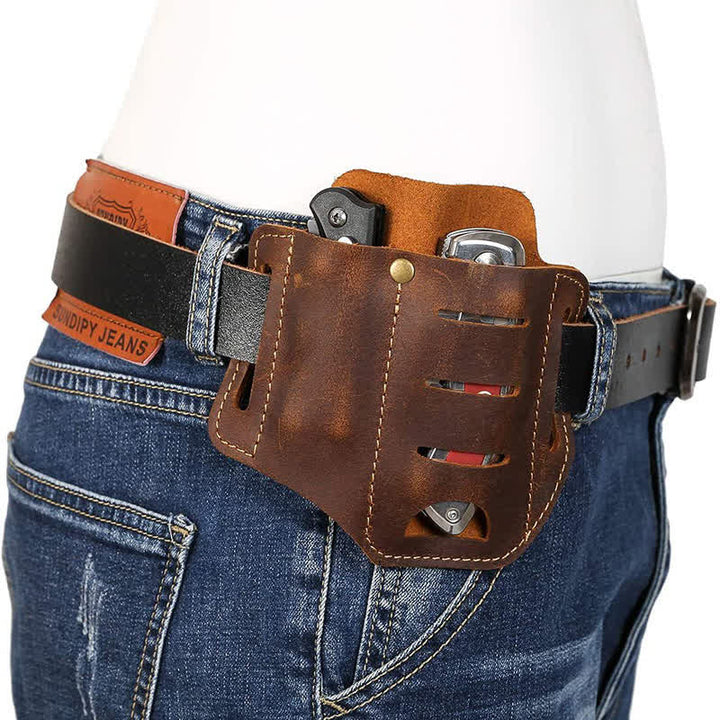 Étui de rangement pour outils EDC, couteau pliant, lampe de poche, sac ceinture en cuir - image 3
