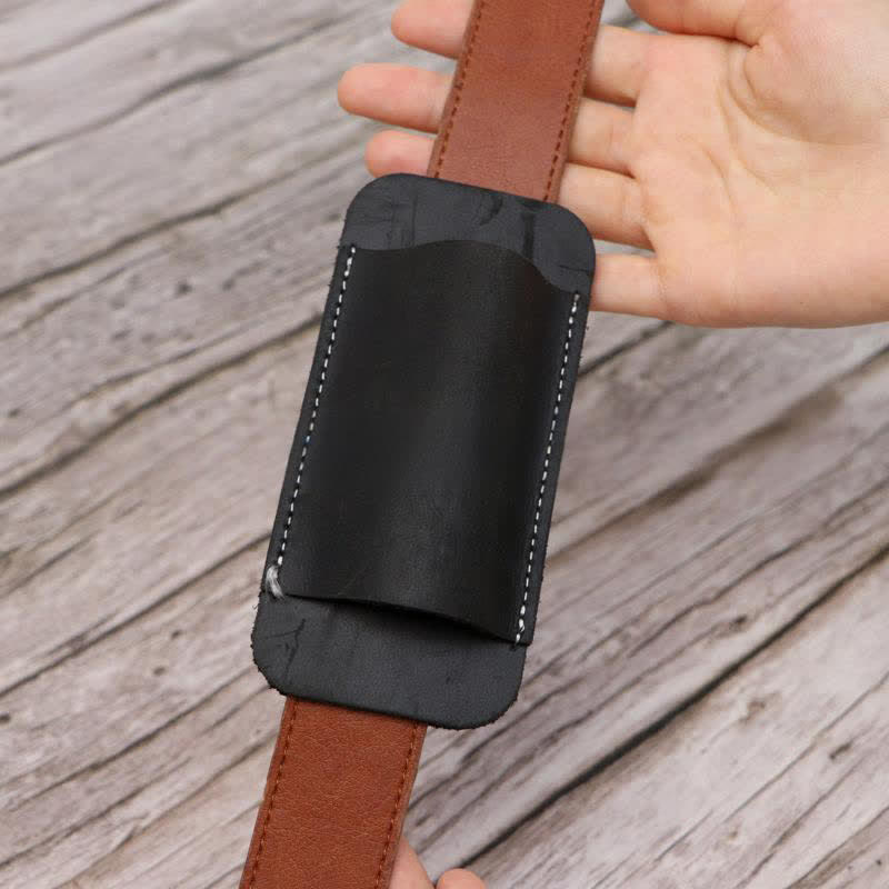 Étui de ceinture en cuir pour couteau pliant horizontal à fond ouvert - image 8