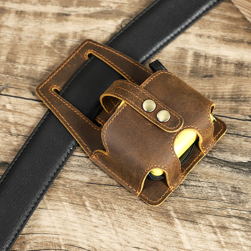 Sac ceinture en cuir avec étui doseur en acier de 5 m pour café - Café - image 1