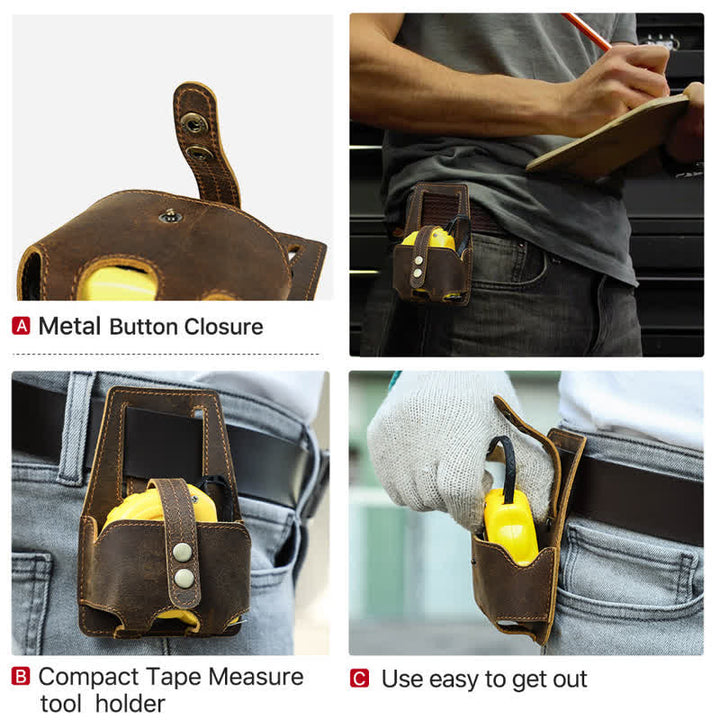 Sac ceinture en cuir avec étui doseur en acier de 5 m pour café - image 5