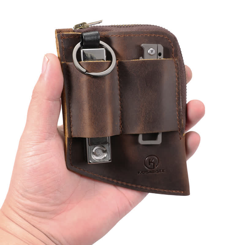 Portefeuille de poche EDC incurvé en cuir, sac ceinture - image 4