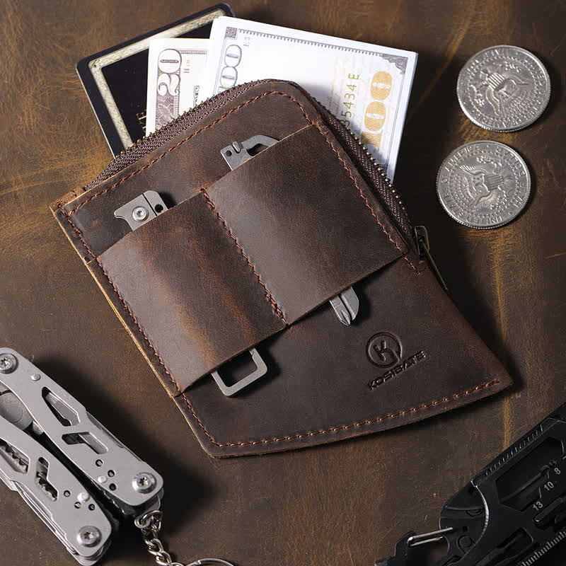 Portefeuille de poche EDC incurvé en cuir, sac ceinture - image 2