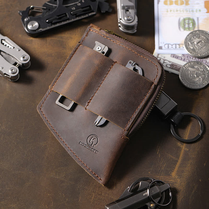 Portefeuille de poche EDC incurvé en cuir, sac ceinture - image 3