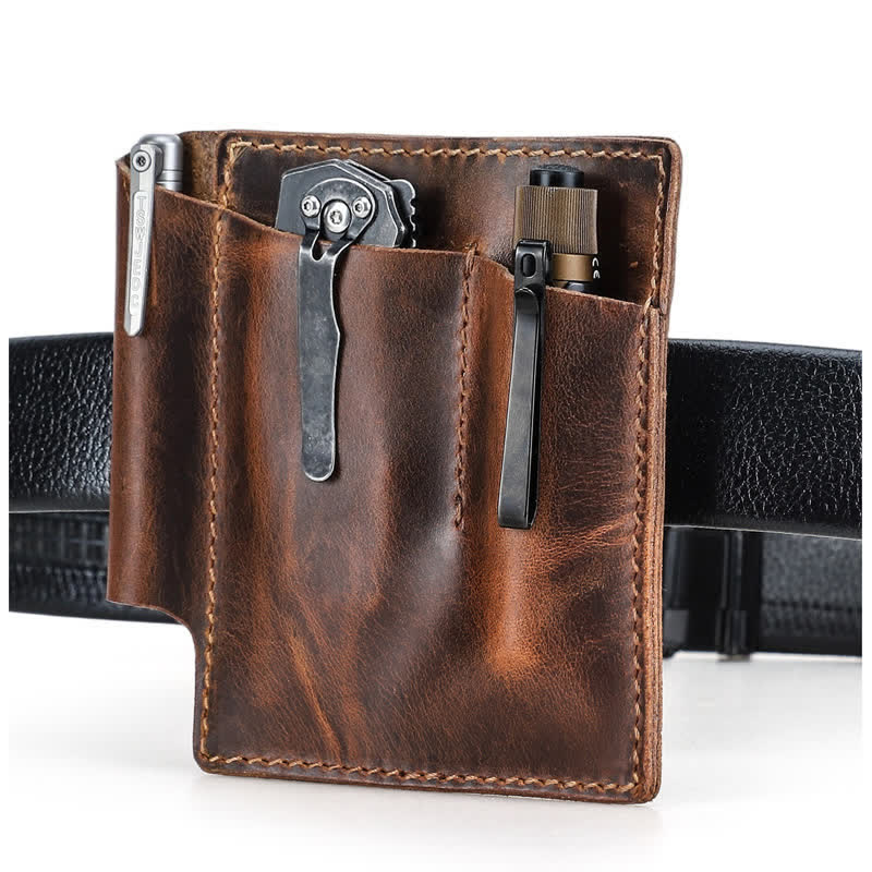 Sac ceinture organiseur de poche rétro en cuir EDC - image 11