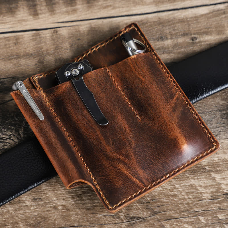 Sac ceinture organiseur de poche rétro en cuir EDC - image 2