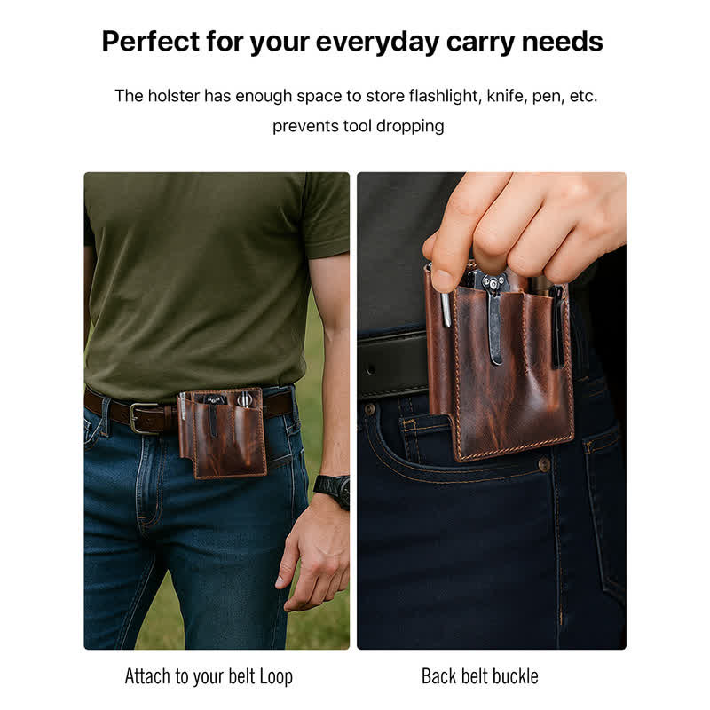 Sac ceinture organiseur de poche rétro en cuir EDC - image 3