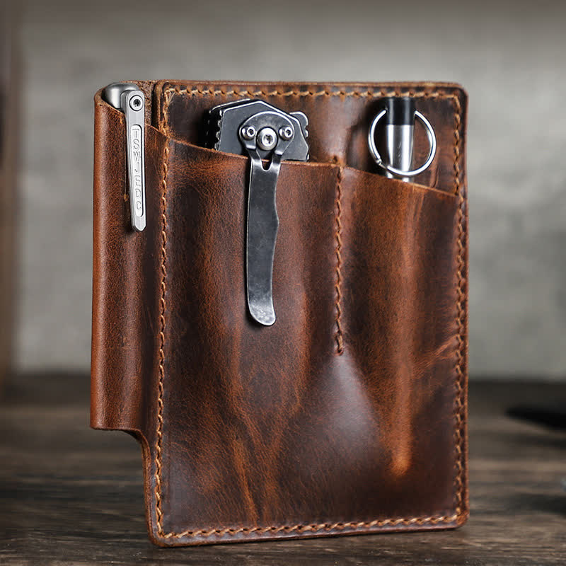 Sac ceinture organiseur de poche rétro en cuir EDC - Café - image 1