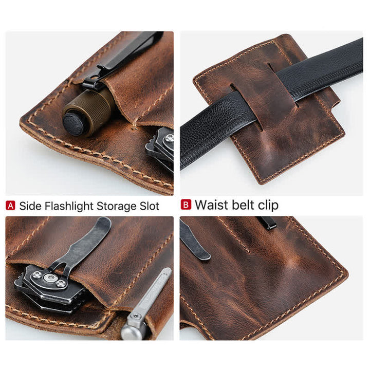 Sac ceinture organiseur de poche rétro en cuir EDC - image 5
