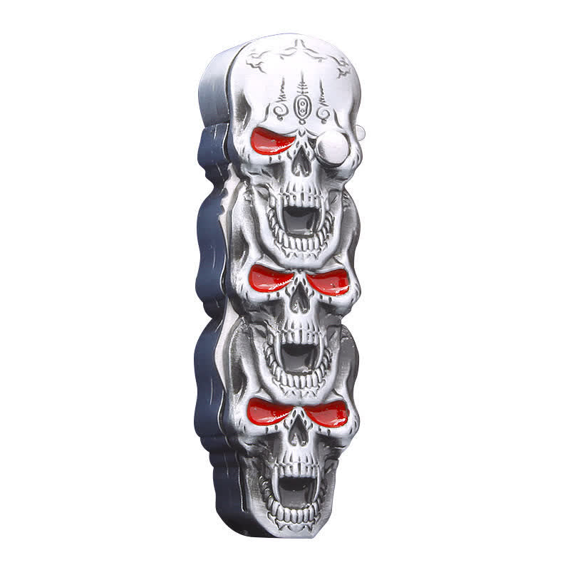Briquet butane rechargeable à triple tête de mort avec couteau - Argent - image 12