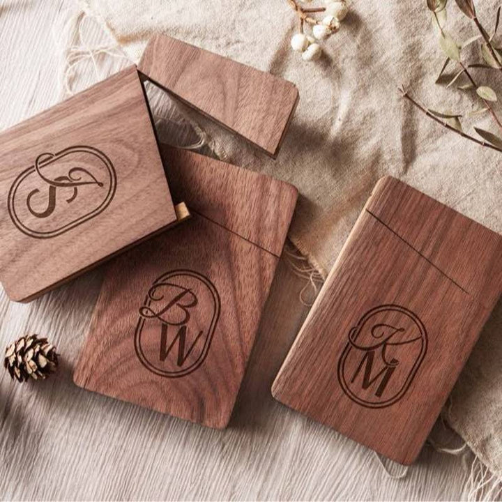 Étui en bois pour cartes de visite avec nom gravé personnalisé - image 7