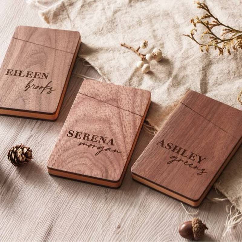 Étui en bois pour cartes de visite avec nom gravé personnalisé - image 7