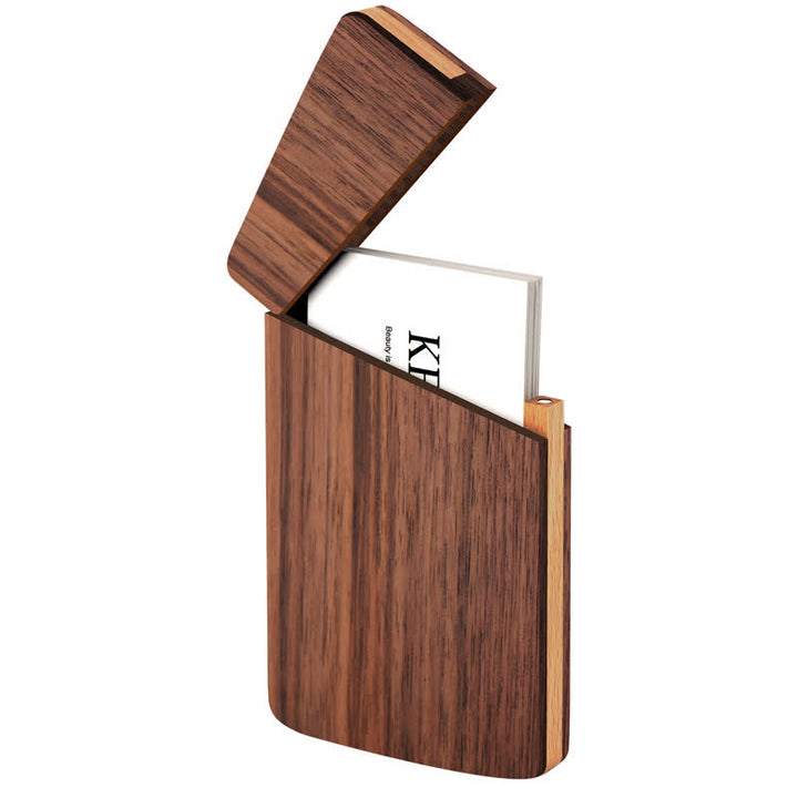 Étui en bois pour cartes de visite avec nom gravé personnalisé - Noyer noir - image 3