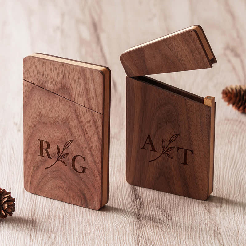 Étui en bois pour cartes de visite avec nom gravé personnalisé - image 8