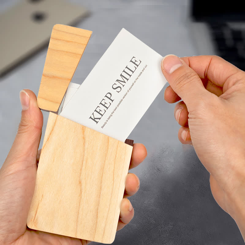 Étui en bois pour cartes de visite avec nom gravé personnalisé - Érable - image 11