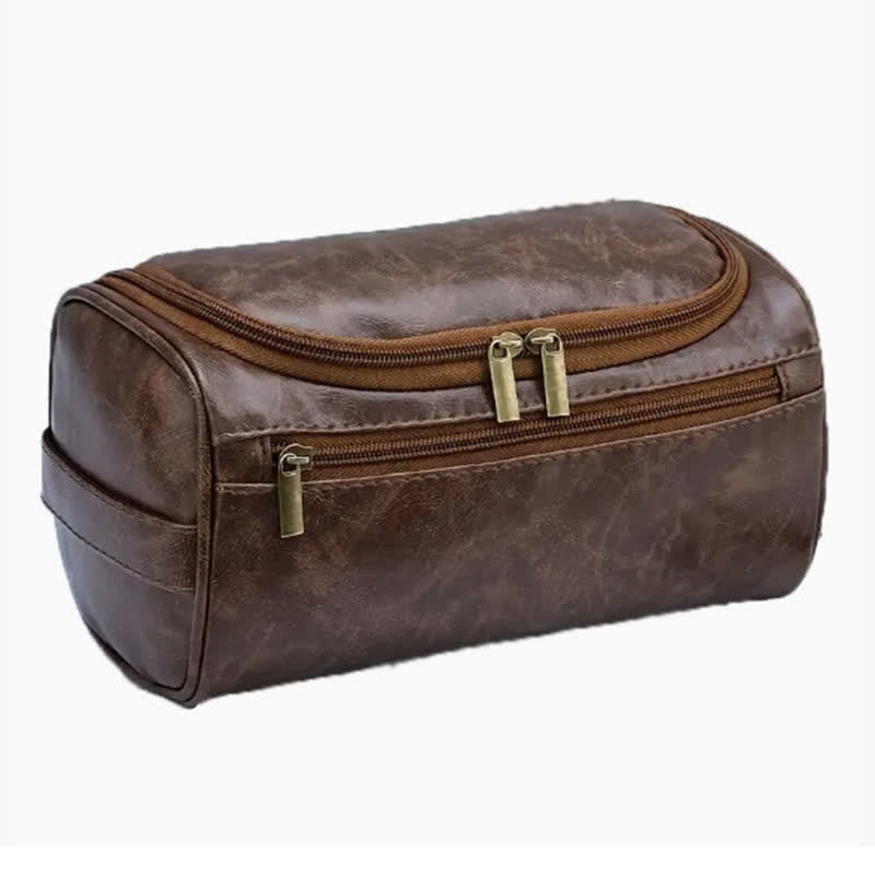 Trousse de toilette de voyage en cuir avec monogramme gravé au laser personnalisé - Café - image 7