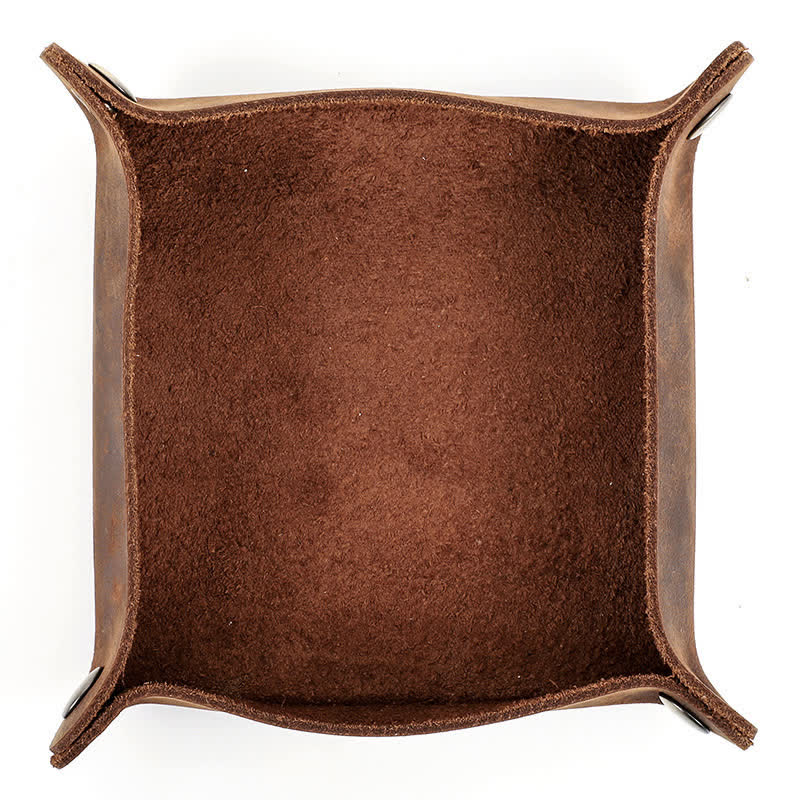 Plateau de valet pliable en cuir véritable rustique avec nom personnalisé - image 2