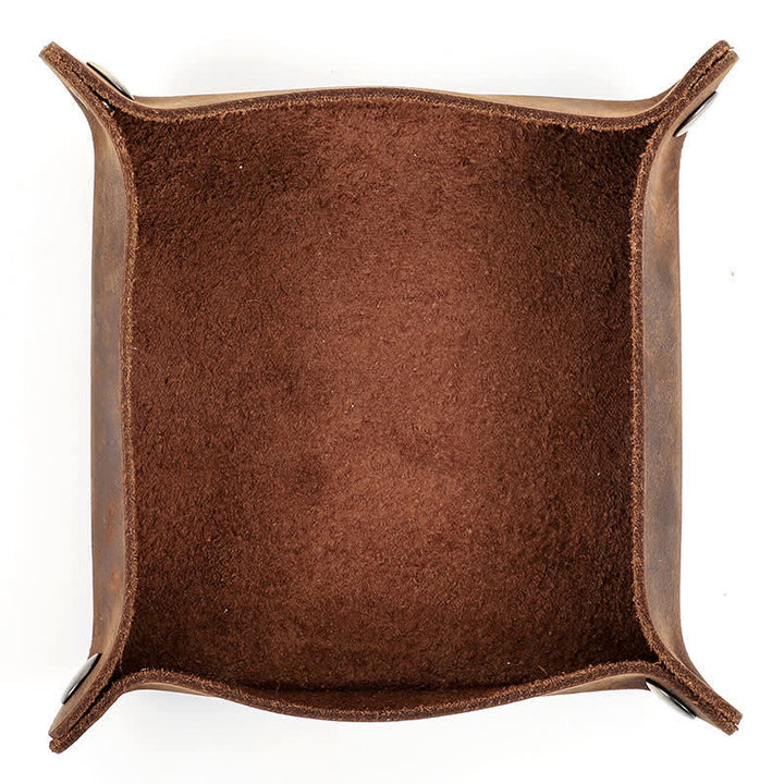 Plateau de valet pliable en cuir véritable rustique avec nom personnalisé - image 2