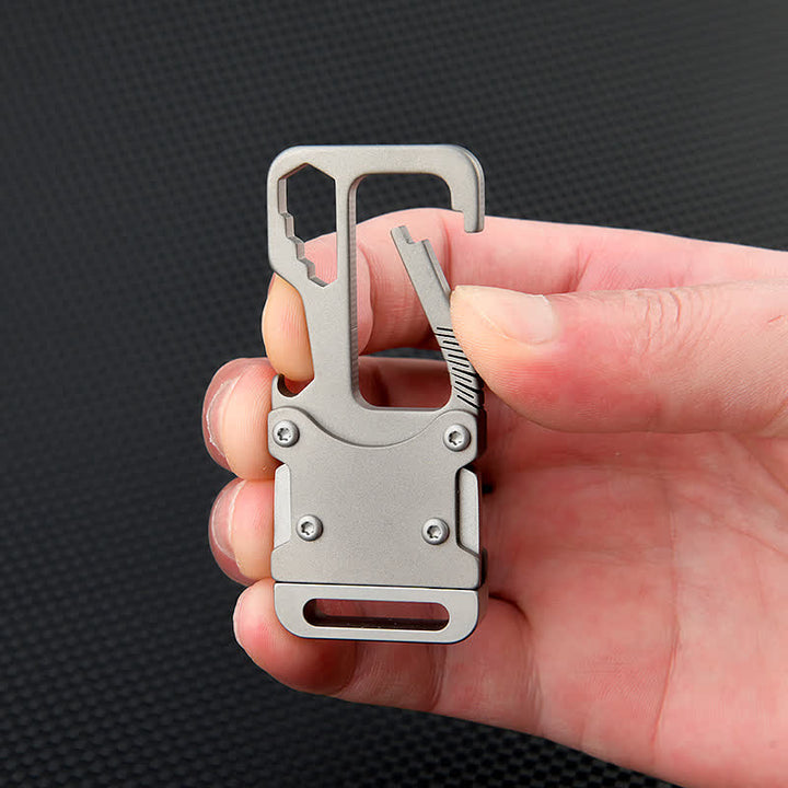 Porte-clés mousqueton multifonctionnel avec couteau - Titane - image 3